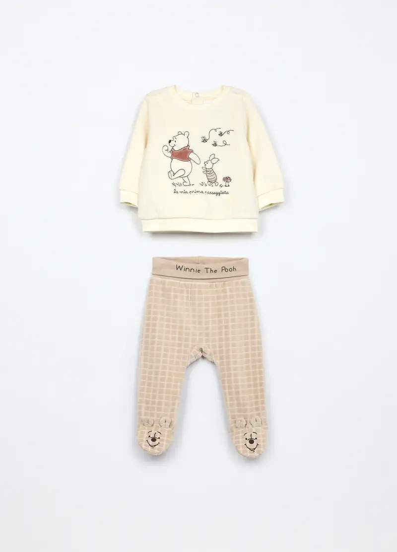 Blukids, Set Velour Misto Cotone, Neonato, Bianco panna, Taglia: 1-3