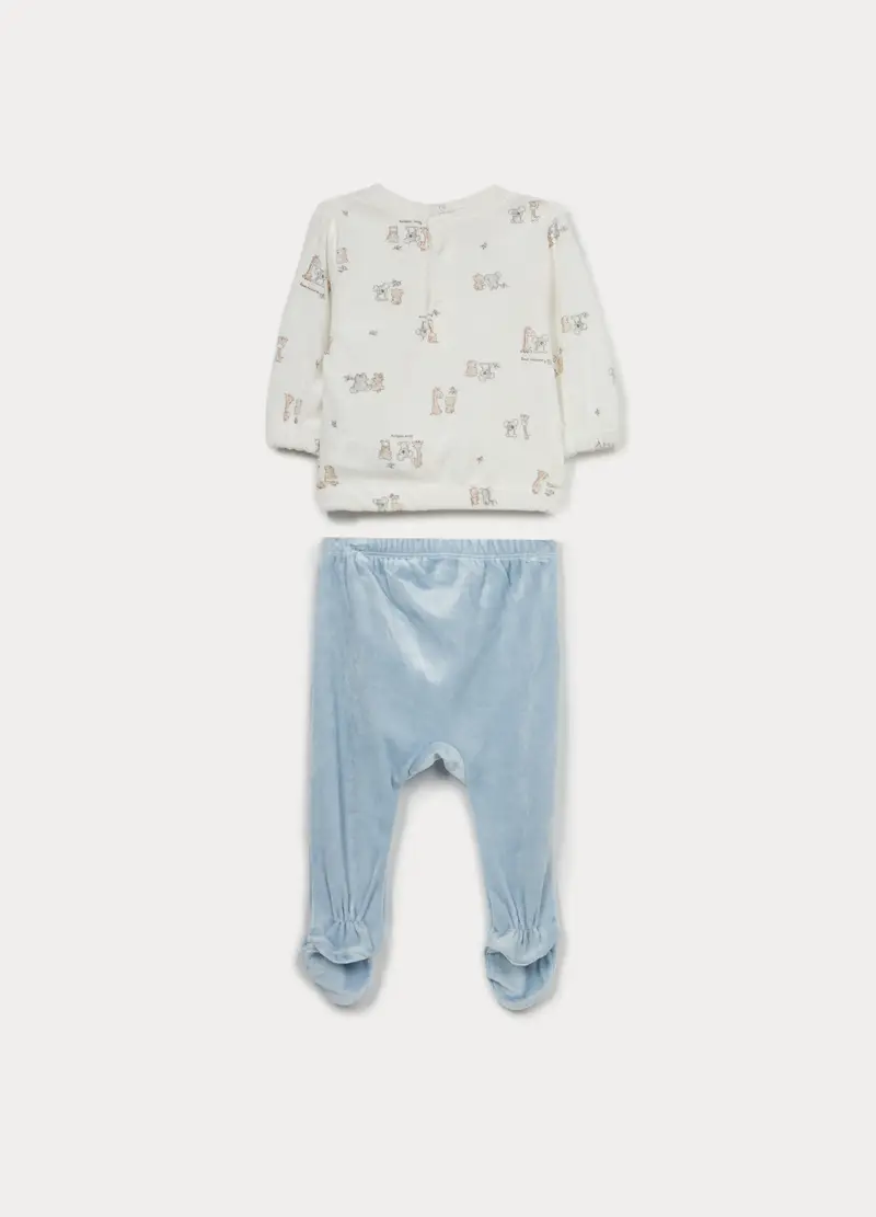 Set Velour Misto Viscosa Di Bamboo Neonato, Bianco miniatura 2