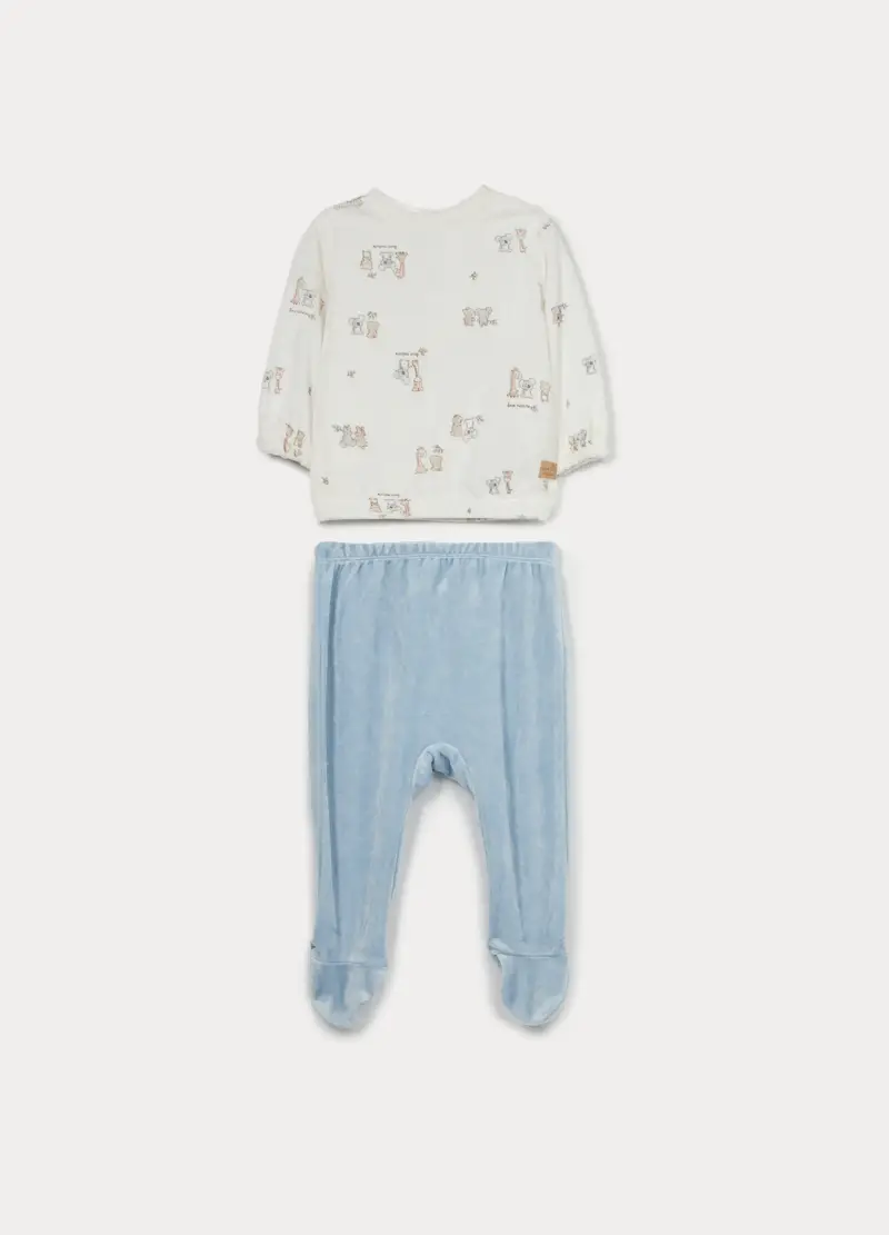 Set Velour Misto Viscosa Di Bamboo Neonato, Bianco