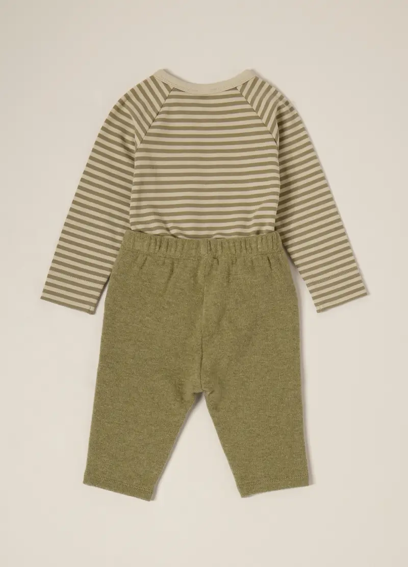 Set Verde In Misto Cotone Per Neonata, Beige/Verde miniatura 3