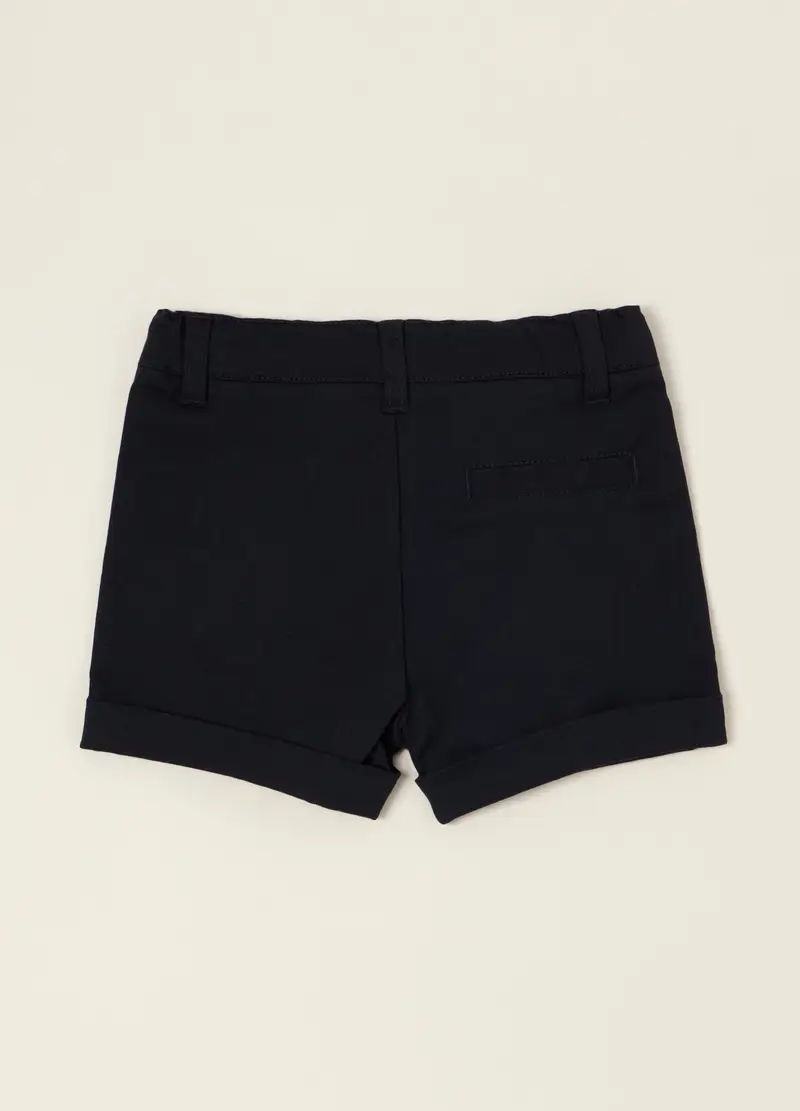 Shorts Blu In Cotone Elasticizzato, Neonato, Nero miniatura 2