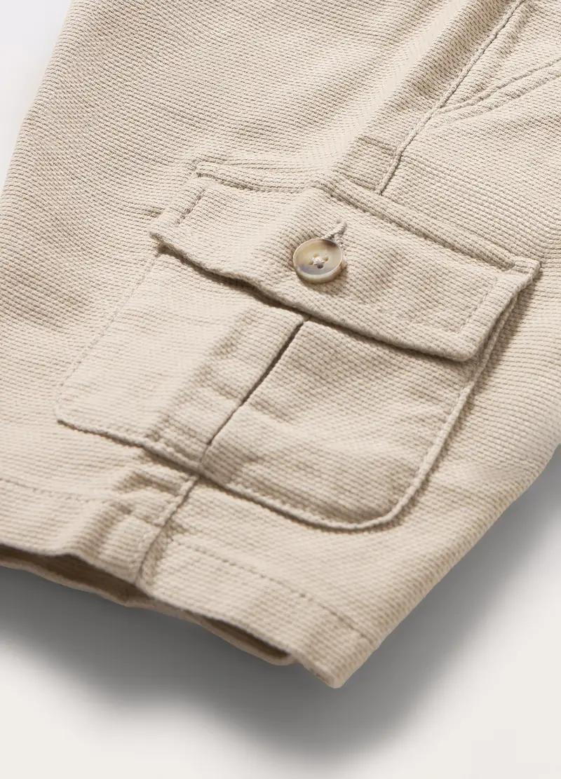 Shorts Cargo In Puro Cotone Bambino, Beige chiaro miniatura 2