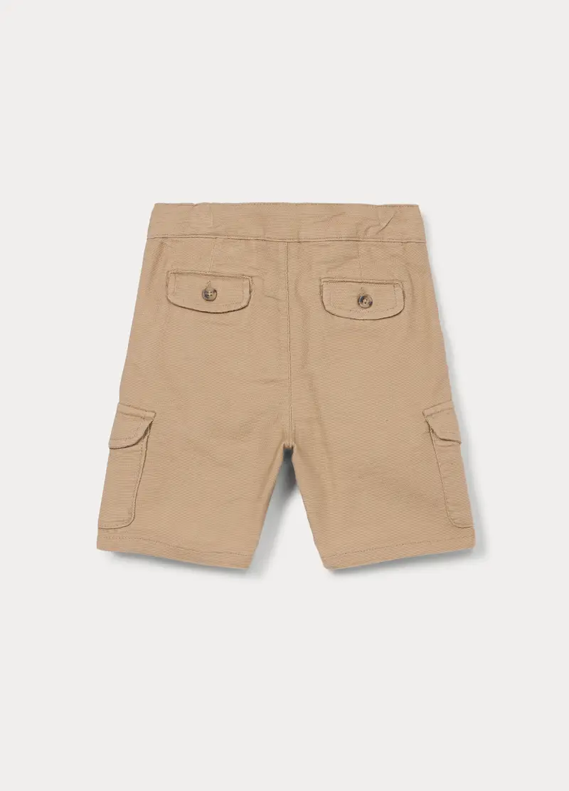 Shorts Cargo In Puro Cotone Bambino, Beige chiaro miniatura 2