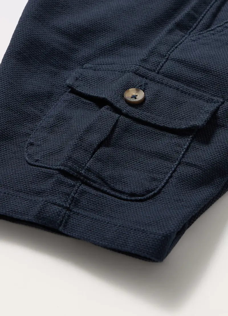 Shorts Cargo In Puro Cotone Bambino, Blu scuro miniatura 2