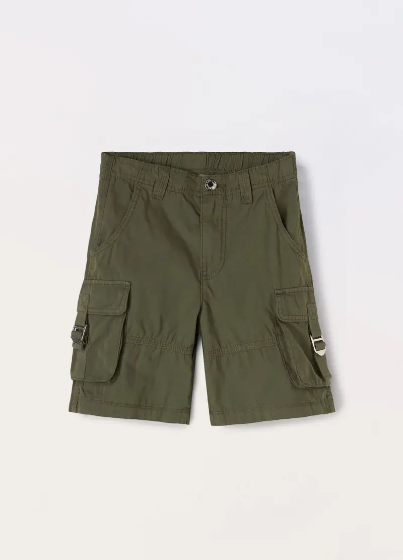 Blukids, Shorts Cargo In Puro Cotone Ragazza, Bambina, Verde oliva, Taglia: 9-10