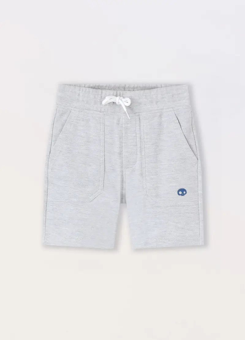 Blukids, Shorts In Cotone Piquet Bambino, Grigio chiaro melange, Taglia: 3-4