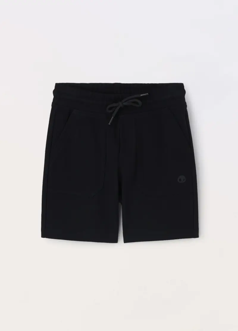 Blukids, Shorts In Cotone Piquet Bambino, Nero, Taglia: 3-4