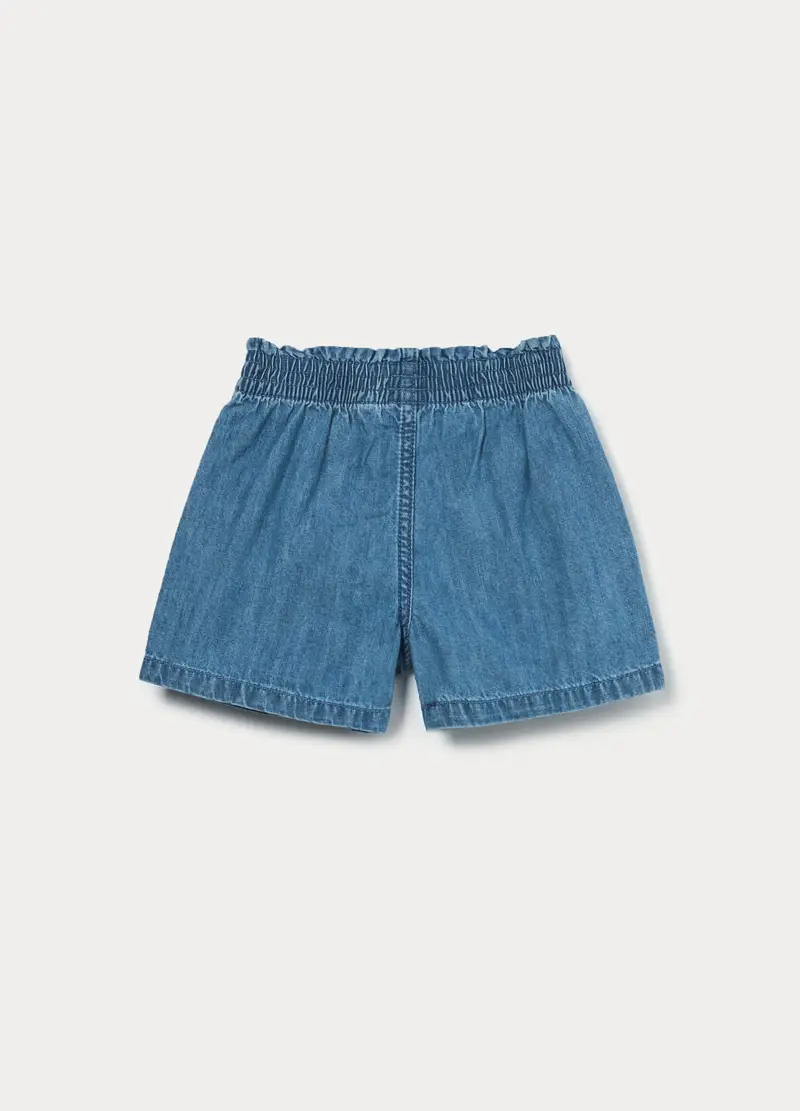 Shorts In Denim Di Puro Cotone Bambina, Blu denim miniatura 2
