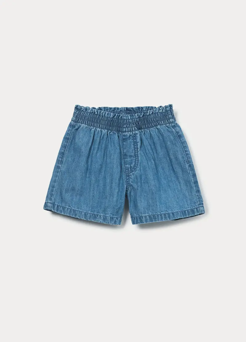 Shorts In Denim Di Puro Cotone Bambina, Blu denim