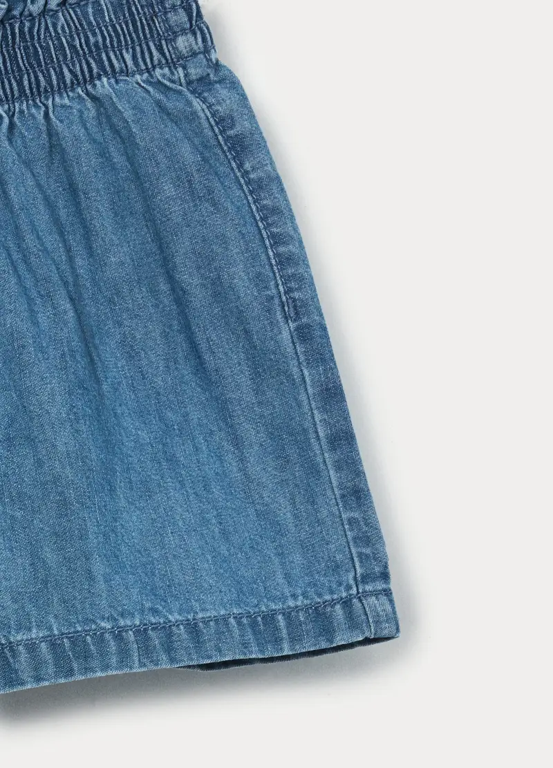Shorts In Denim Di Puro Cotone Bambina, Blu denim miniatura 3