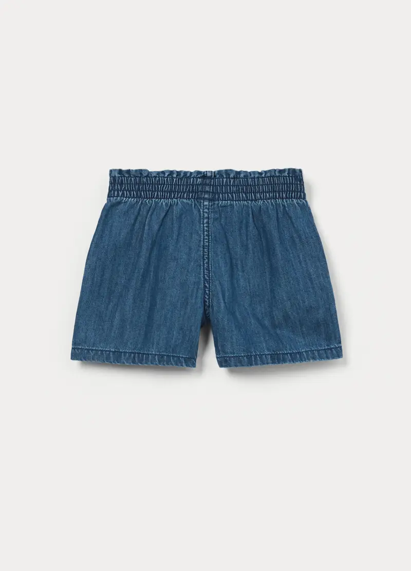 Shorts In Denim Di Puro Cotone Bambina, Blu scuro miniatura 2