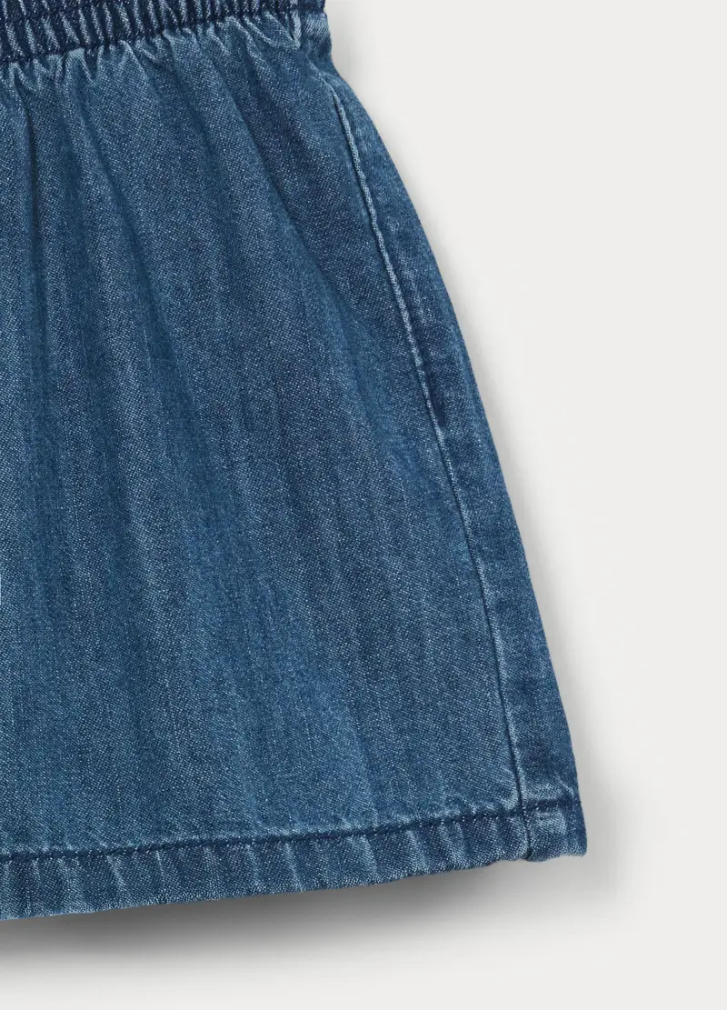 Shorts In Denim Di Puro Cotone Bambina, Blu scuro miniatura 3