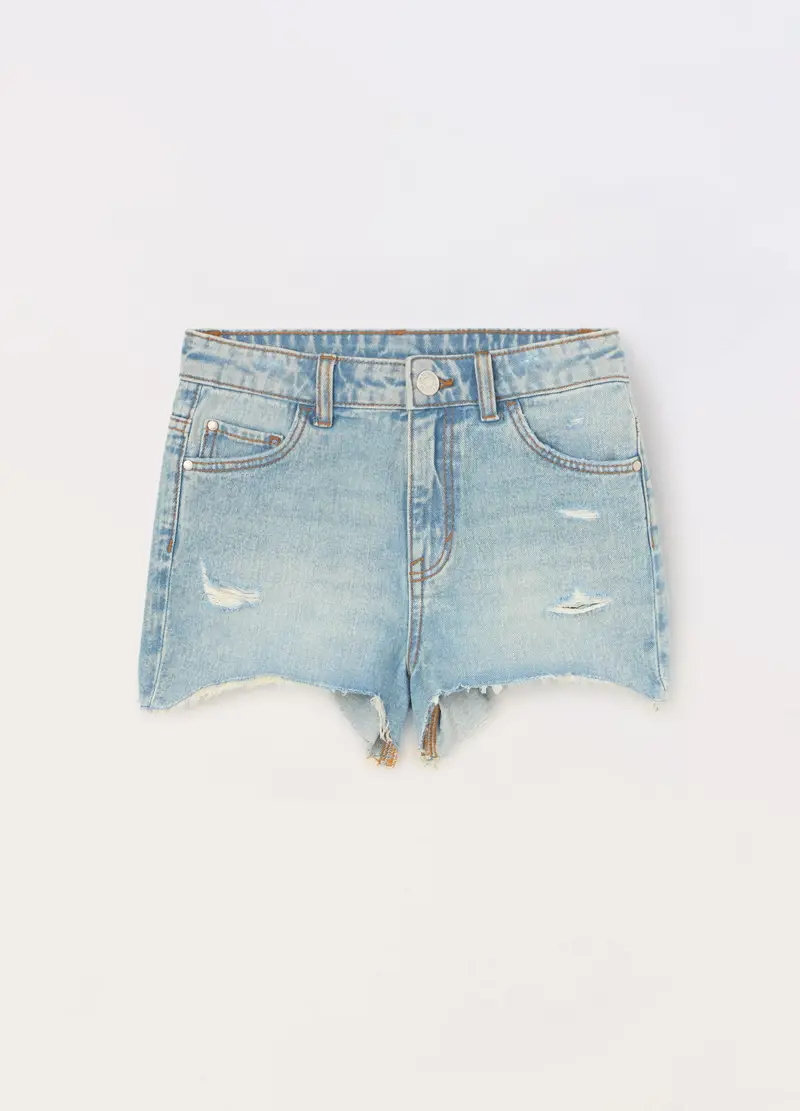 Blukids, Shorts In Denim Di Puro Cotone Ragazza, Bambina, Azzurro chiaro, Taglia: 9-10