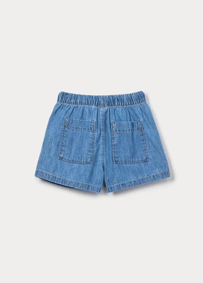 Shorts In Denim Di Puro Cotone Ragazza, Bambina, Azzurro cielo miniatura 2