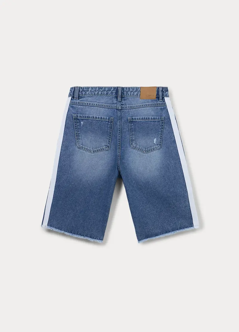 Shorts In Denim Di Puro Cotone Ragazza, Bambina, Blu denim miniatura 2