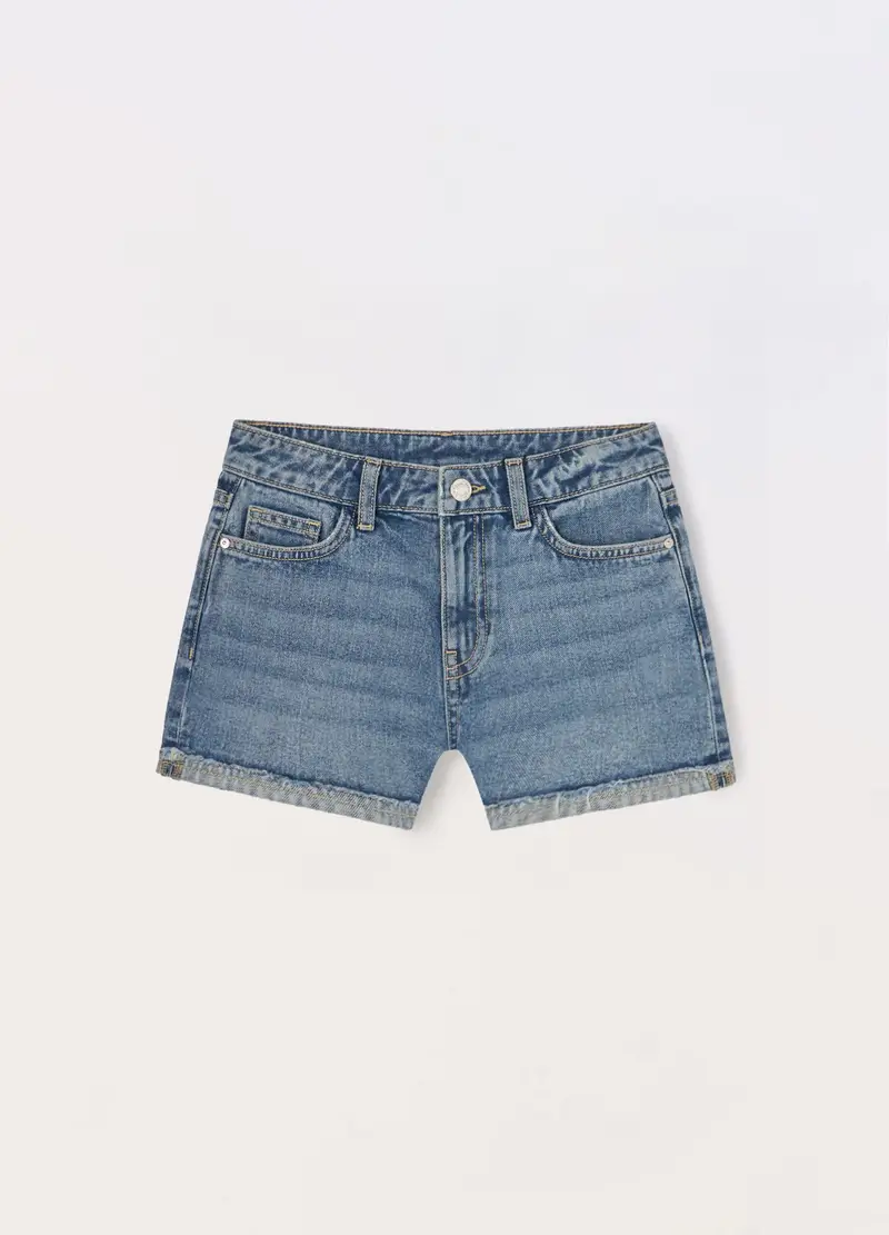 Blukids, Shorts In Denim Di Puro Cotone Ragazza, Bambina, Blu denim, Taglia: 9-10