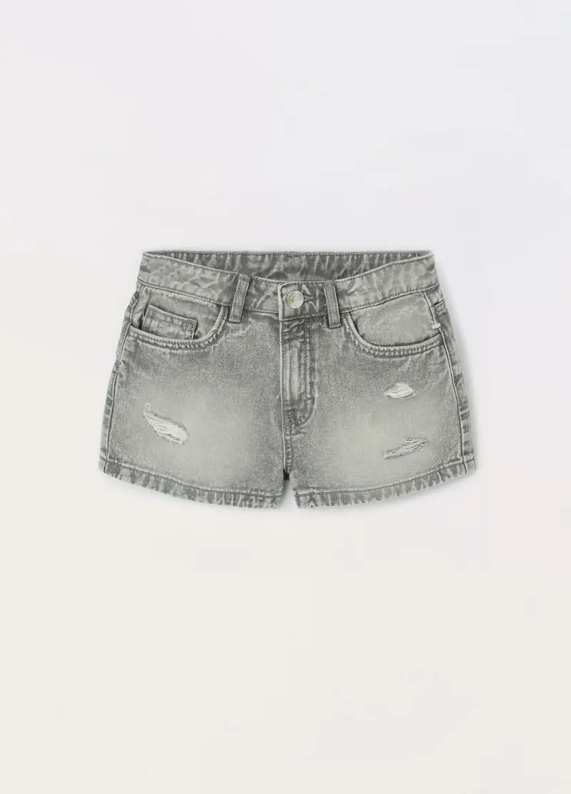 Blukids, Shorts In Denim Di Puro Cotone Ragazza, Bambina, Grigio chiaro, Taglia: 9-10