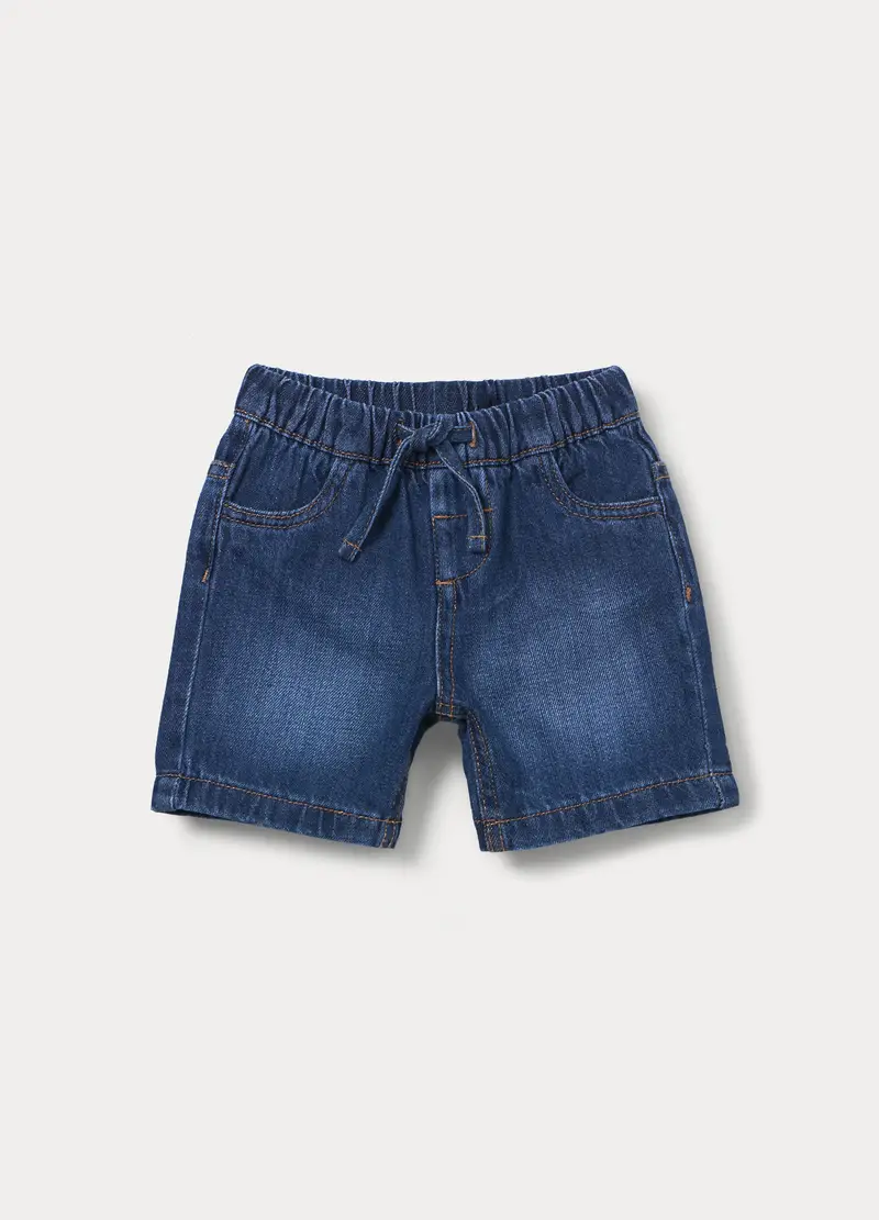Shorts In Denim Misto Cotone Bimbo, Bambino, Blu scuro