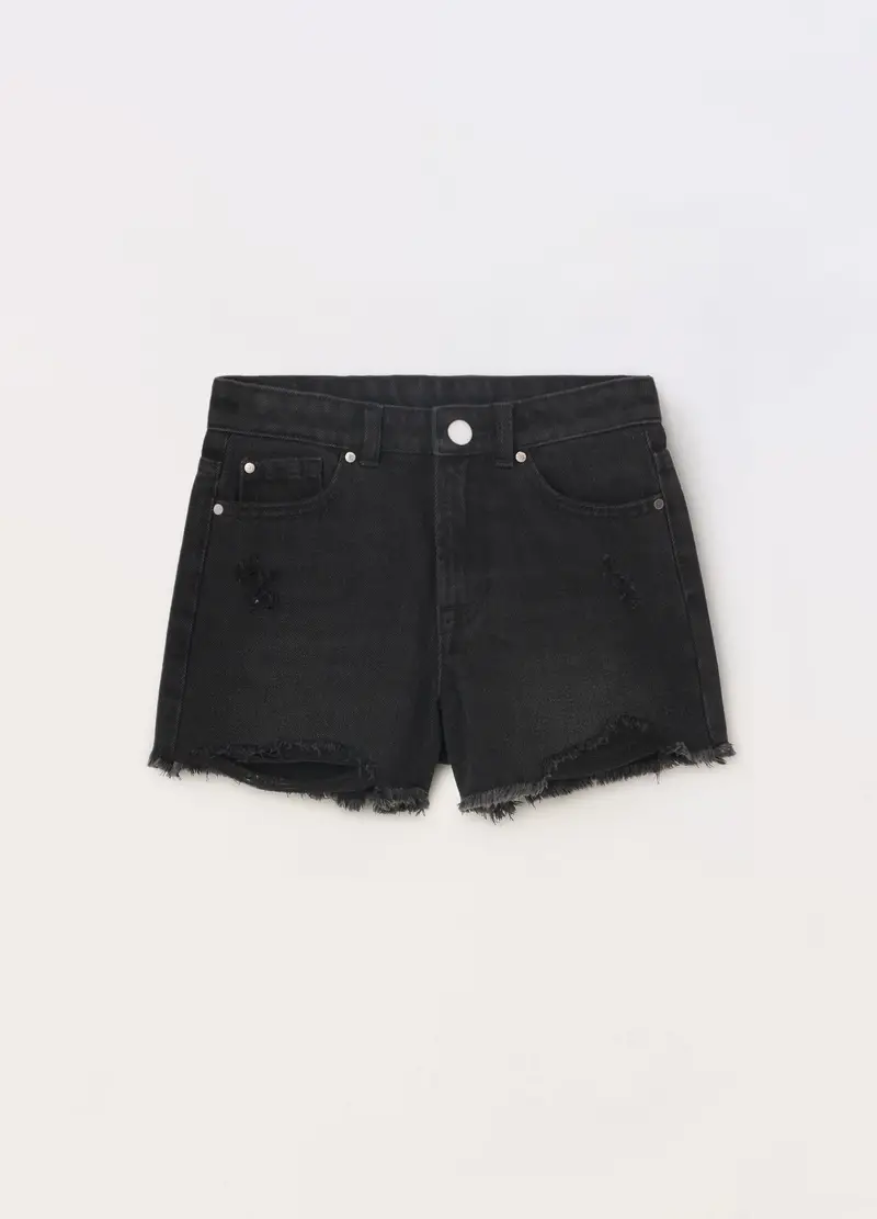Blukids, Shorts In Denim Misto Cotone Ragazza, Bambina, Nero, Taglia: 9-10