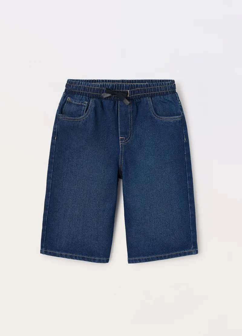 Blukids, Shorts In Denim Misto Cotone Ragazzo, Bambino, Blu denim, Taglia: 9-10