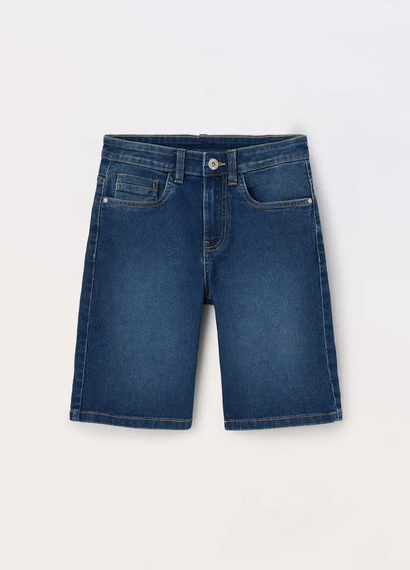 Blukids, Shorts In Denim Misto Cotone Ragazzo, Bambino, Blu scuro, Taglia: 10-11