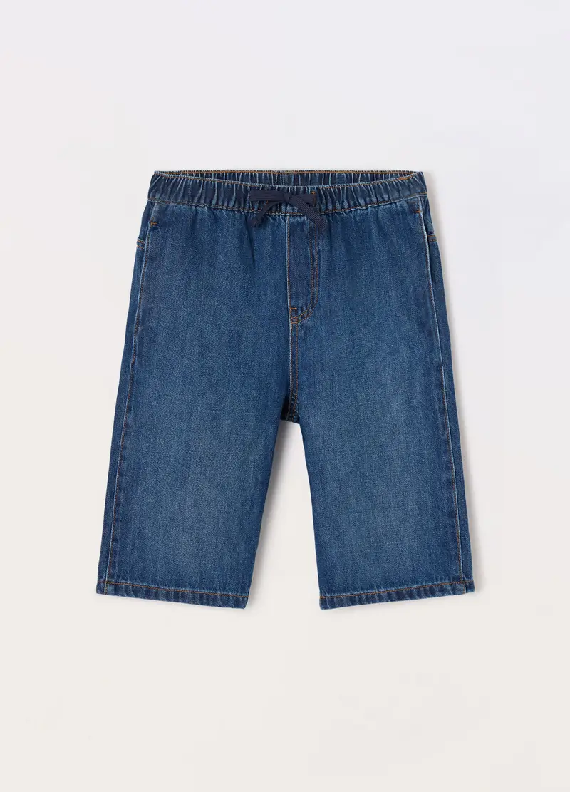 Blukids, Shorts In Denim Misto Cotone Ragazzo, Bambino, Blu scuro, Taglia: 10-11