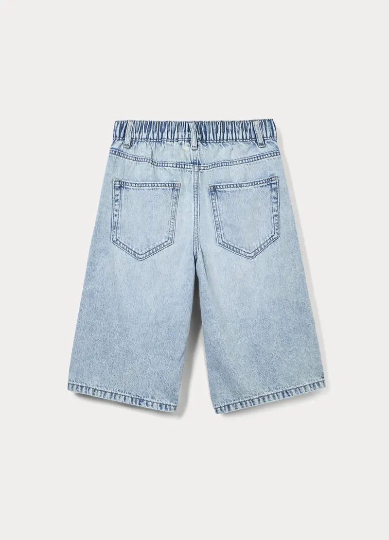 Shorts In Denim Ripped Misto Cotone Ragazzo, Bambino, Azzurro chiaro miniatura 2