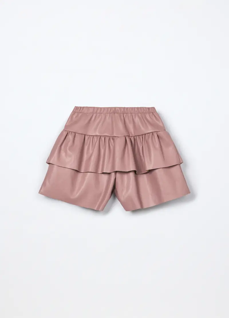 Shorts In Eco Pelle Bambina, Rosa chiaro miniatura 2