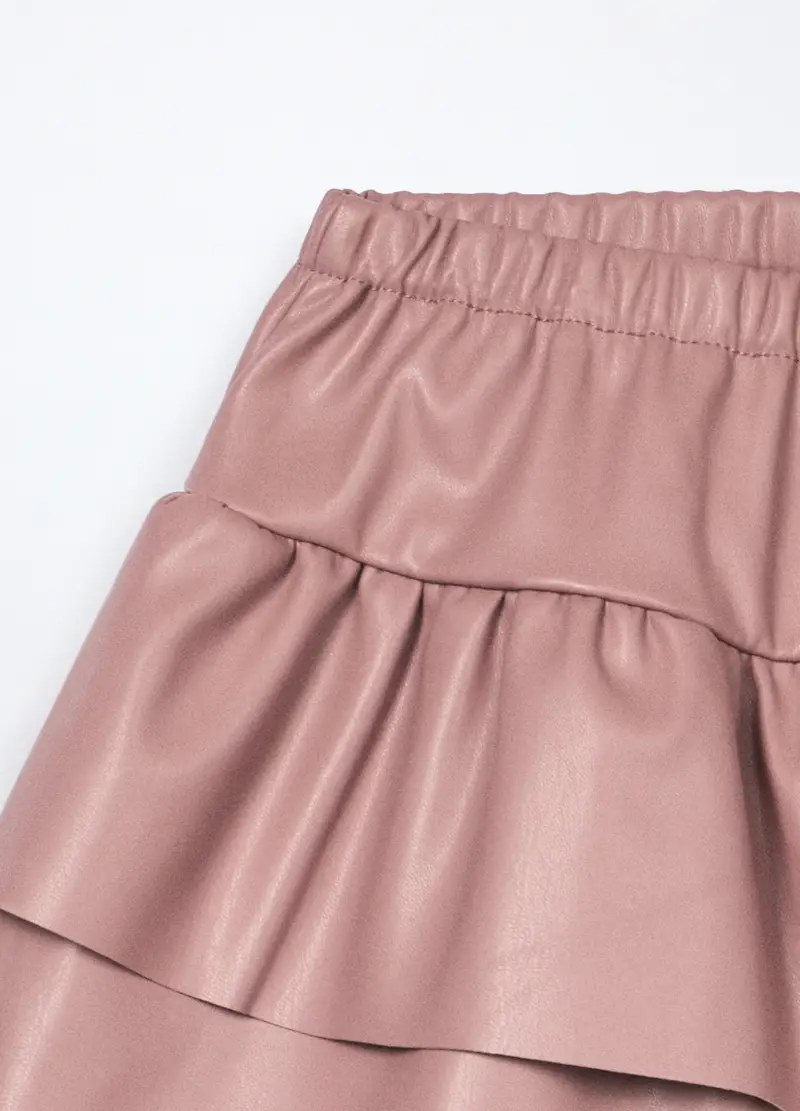 Shorts In Eco Pelle Bambina, Rosa chiaro miniatura 3