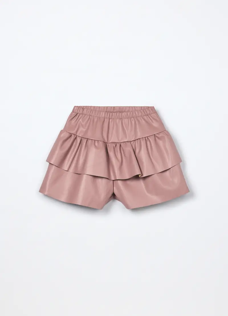 Shorts In Eco Pelle Bambina, Rosa chiaro
