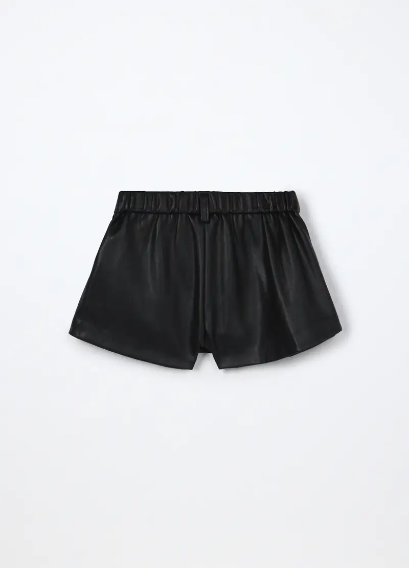 Shorts In Eco Pelle Neonata, Bambina, Nero miniatura 2