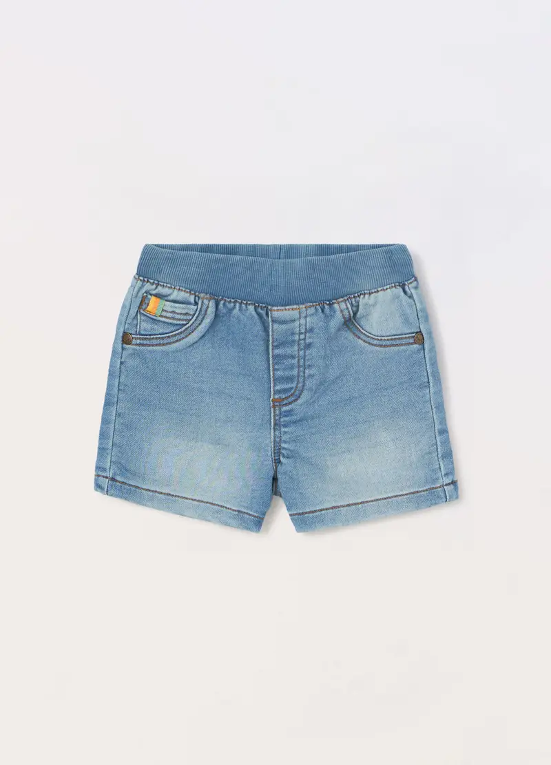 Blukids, Shorts In French Terry Denim Neonato, Blu denim, Taglia: 1-3