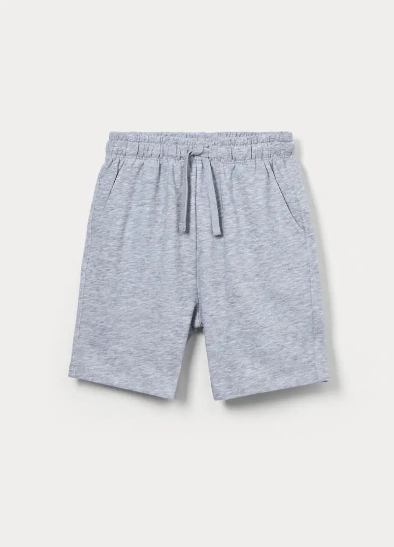 Shorts In French Terry Di Misto Cotone Ragazza, Bambina, Grigio chiaro melange