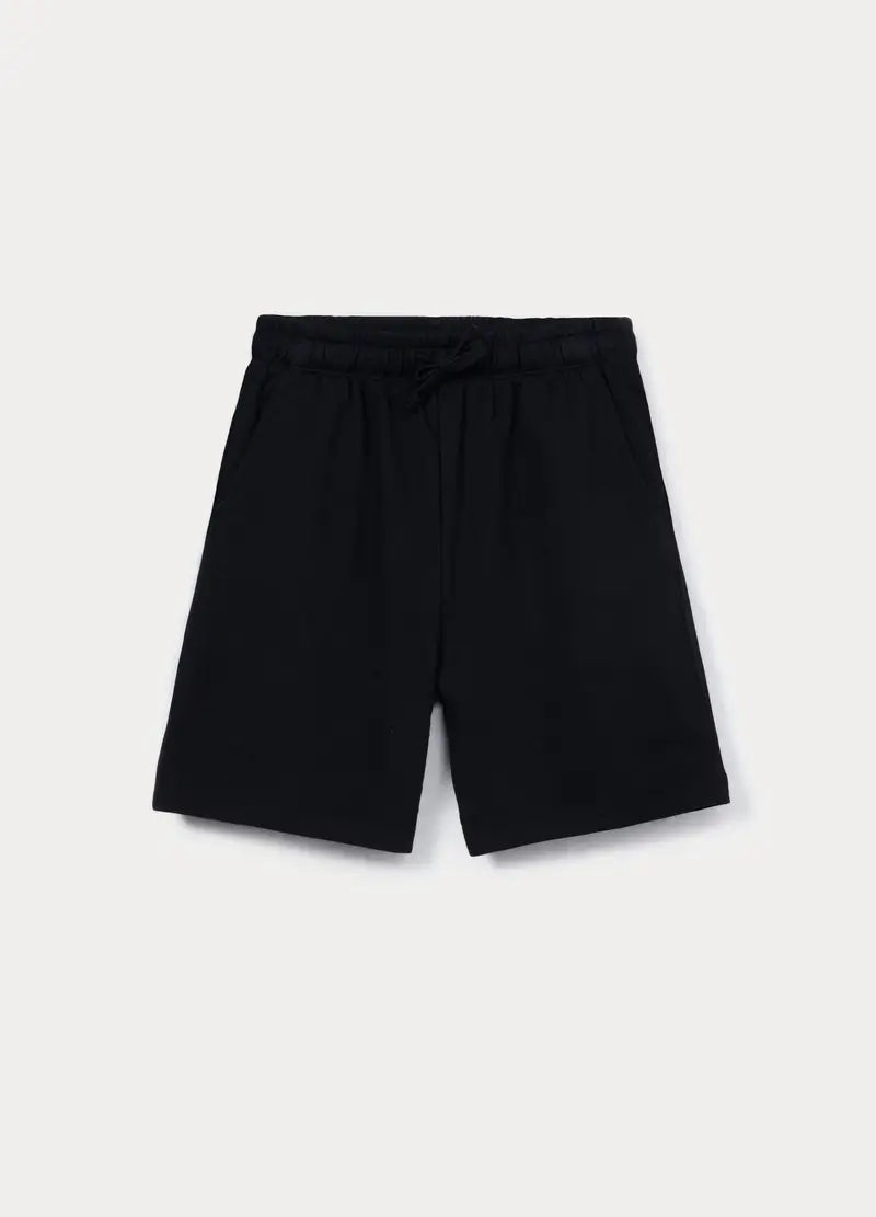Shorts In French Terry Di Misto Cotone Ragazza, Bambina, Nero