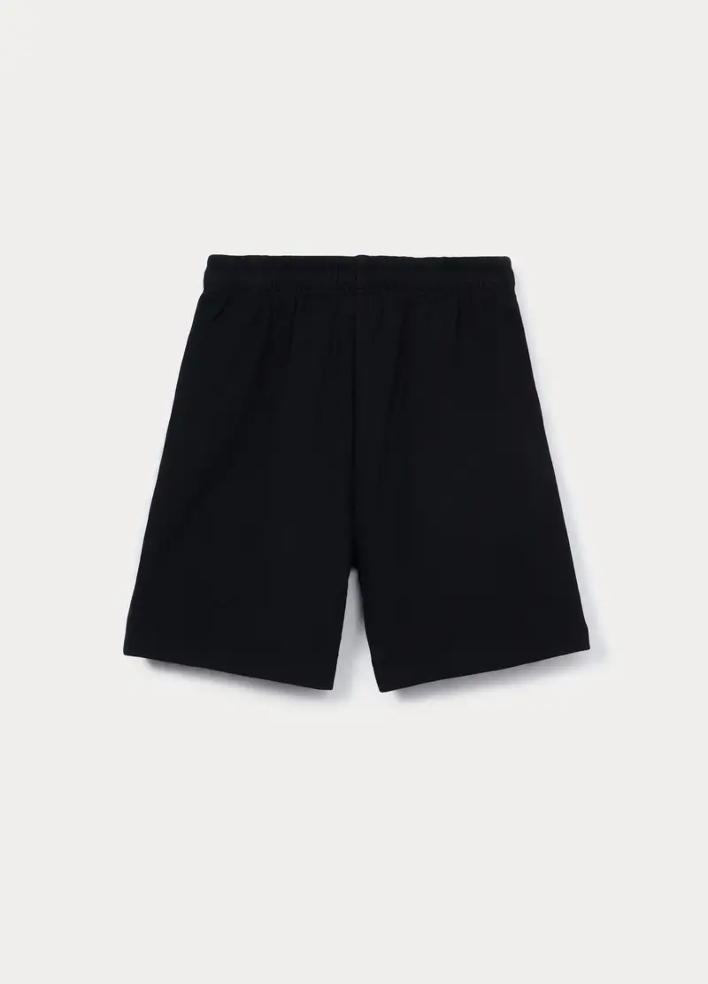 Shorts In French Terry Di Misto Cotone Ragazza, Bambina, Nero miniatura 2