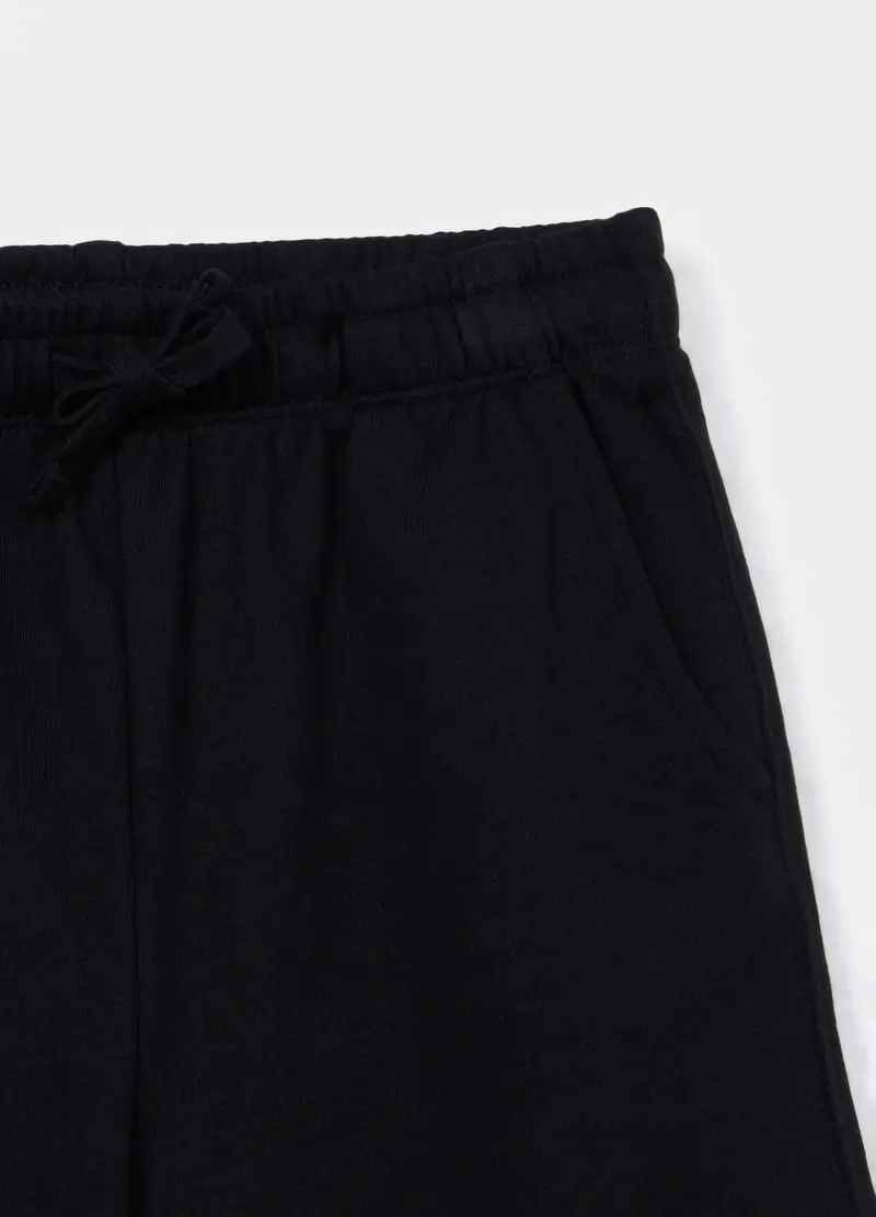 Shorts In French Terry Di Misto Cotone Ragazza, Bambina, Nero miniatura 3