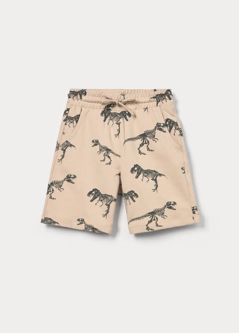 Shorts In French Terry Di Puro Cotone Bambino, Beige chiaro