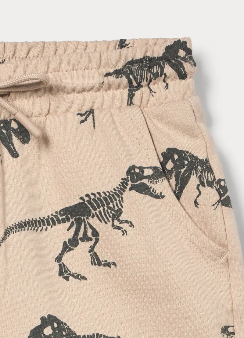 Shorts In French Terry Di Puro Cotone Bambino, Beige chiaro miniatura 3