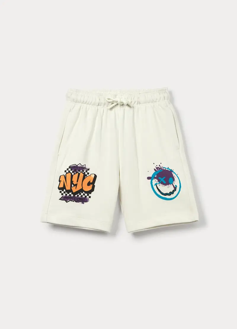 Shorts In French Terry Di Puro Cotone Bambino, Bianco
