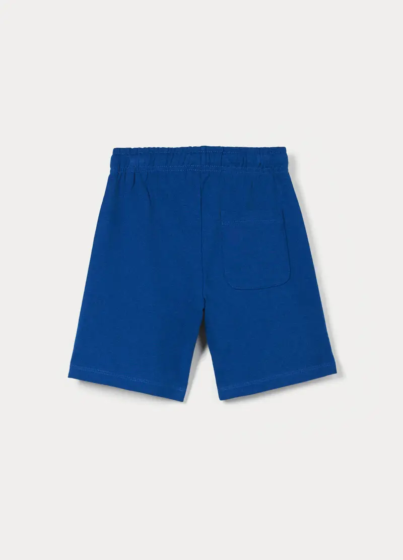 Shorts In French Terry Di Puro Cotone Bambino, Blu elettrico miniatura 2