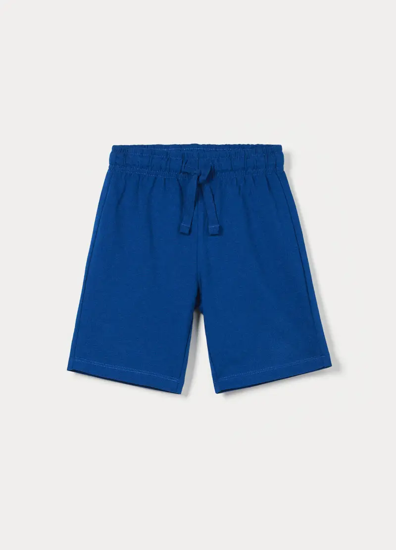 Shorts In French Terry Di Puro Cotone Bambino, Blu elettrico