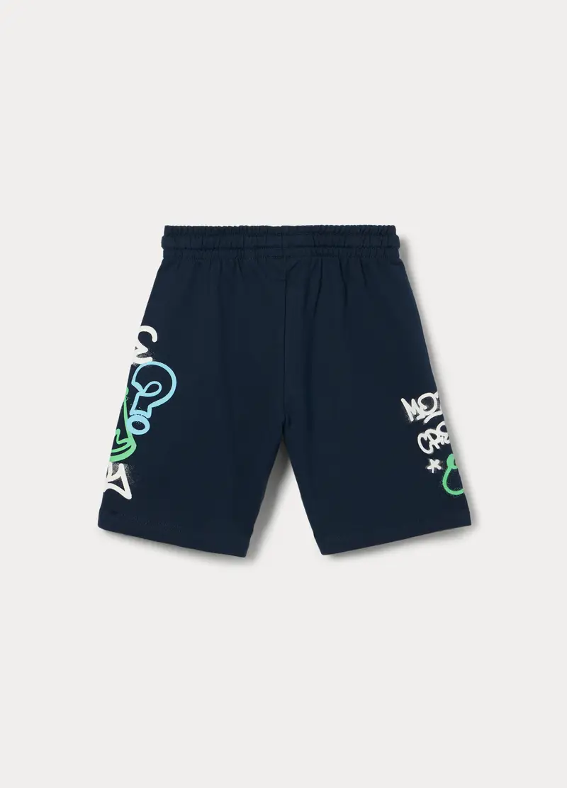 Shorts In French Terry Di Puro Cotone Bambino, Blu scuro miniatura 2