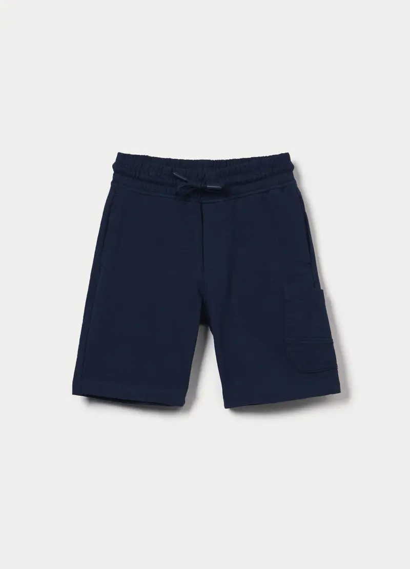 Shorts In French Terry Di Puro Cotone Bambino, Blu scuro