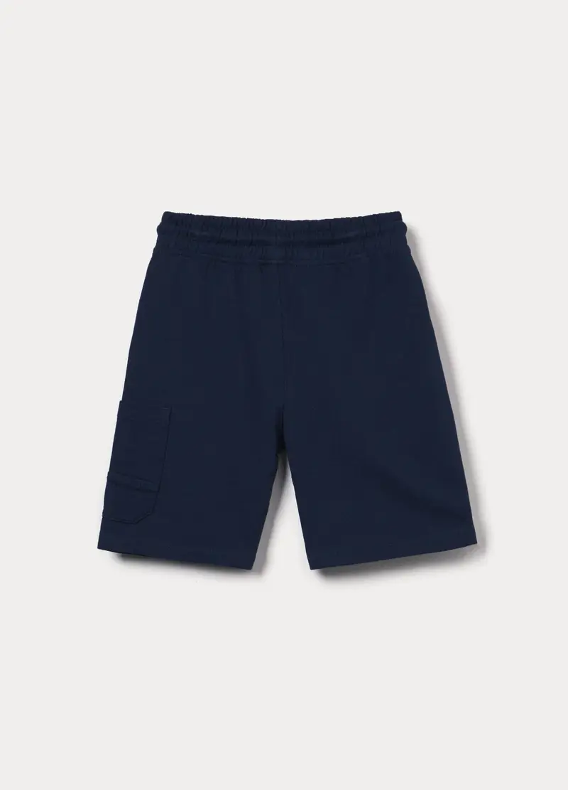 Shorts In French Terry Di Puro Cotone Bambino, Blu scuro miniatura 2