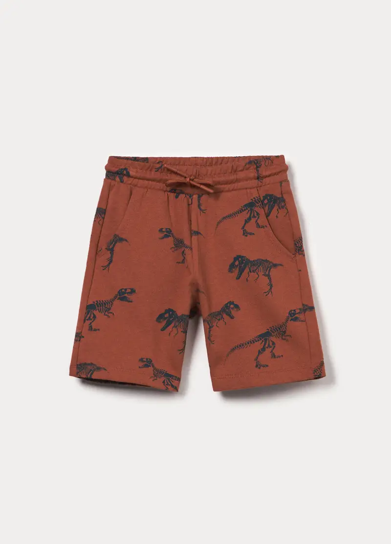 Shorts In French Terry Di Puro Cotone Bambino, Marrone cognac