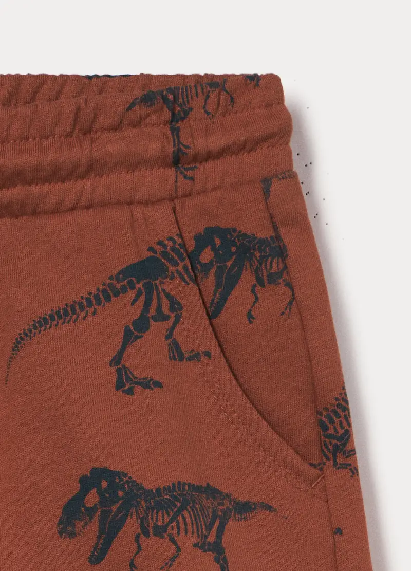 Shorts In French Terry Di Puro Cotone Bambino, Marrone cognac miniatura 3