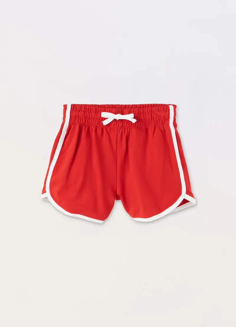 Blukids, Shorts In French Terry Di Puro Cotone Bambino, Rosso aragosta, Taglia: 3-4