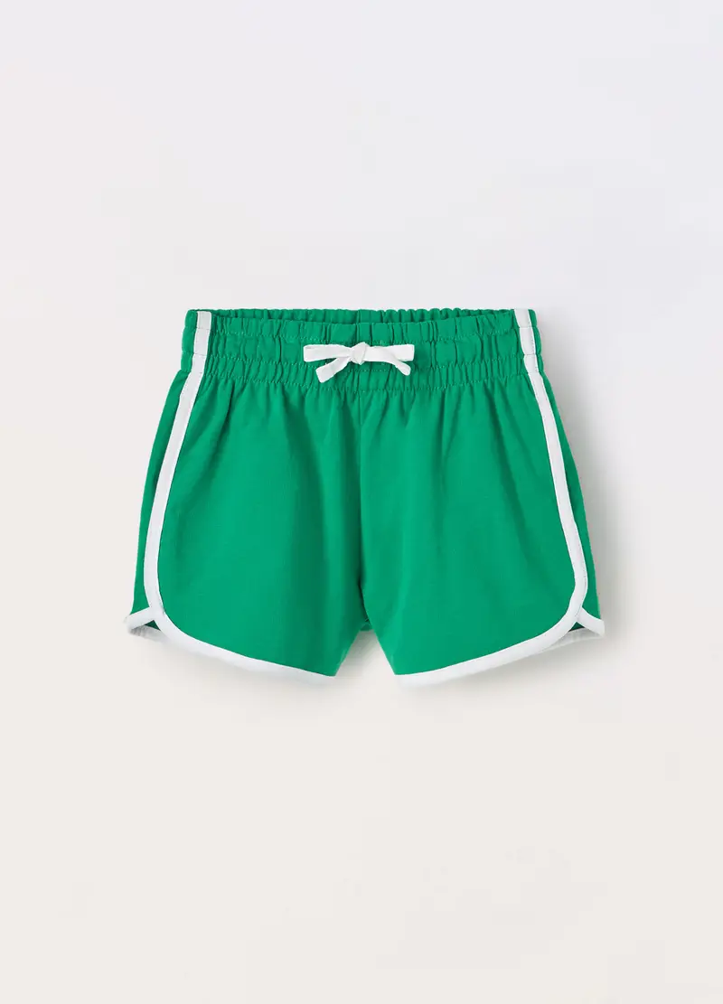 Blukids, Shorts In French Terry Di Puro Cotone Bambino, Verde bandiera, Taglia: 3-4