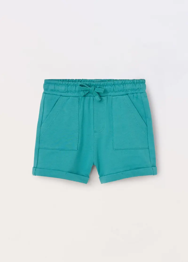 Blukids, Shorts In French Terry Di Puro Cotone Neonata, Bambino, Azzurro turchese, Taglia: 9-12