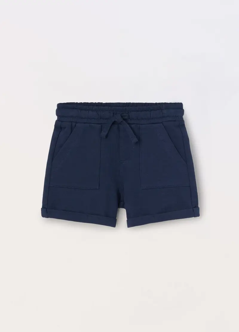 Blukids, Shorts In French Terry Di Puro Cotone Neonata, Bambino, Blu scuro, Taglia: 9-12
